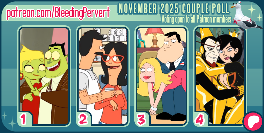 💐An arrangement of married toon couples are up in November's couple poll!

The winning result will be announced week from now.
A lewd illustration will be made!