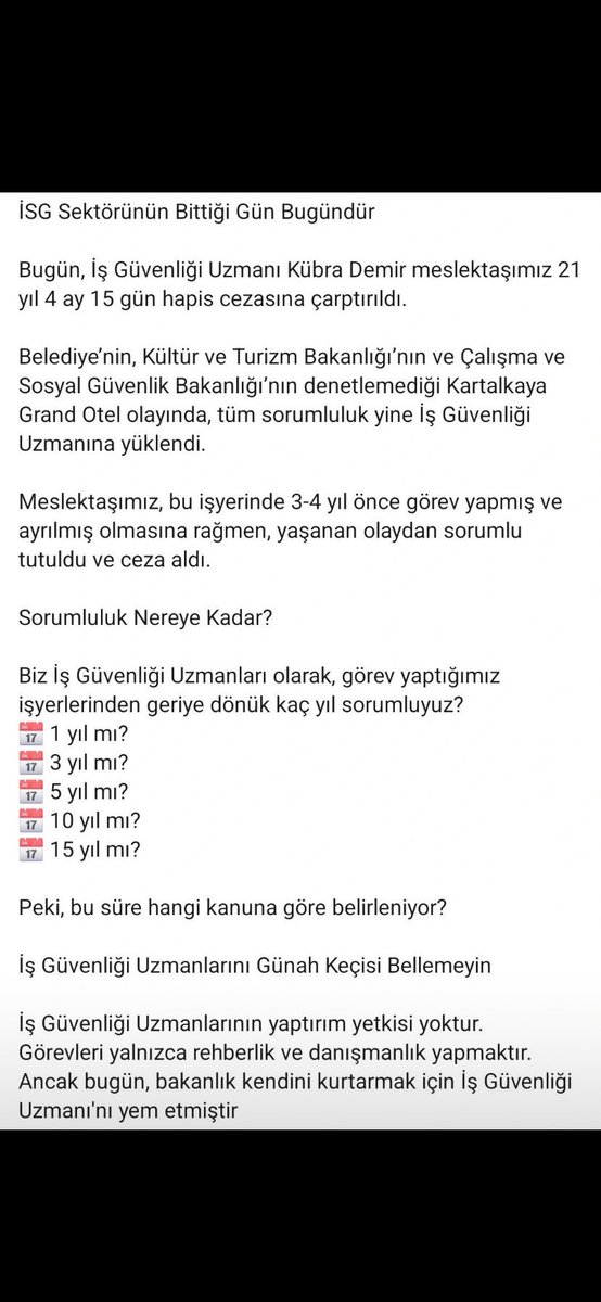 ademozdemir_38's tweet photo. @csgbakanligi
@adalet_bakanlik
#KübraDemirİçinAdalet 
#iguiçinadalet
 #iguiçinadaletistiyoruz
İş güvenliği uzmanları sadece danışman olarak görev yaparlar. İşyeri ileilgili tüm sorumluluk işverene aittir. https://t.co/lgSJSaB2Ae