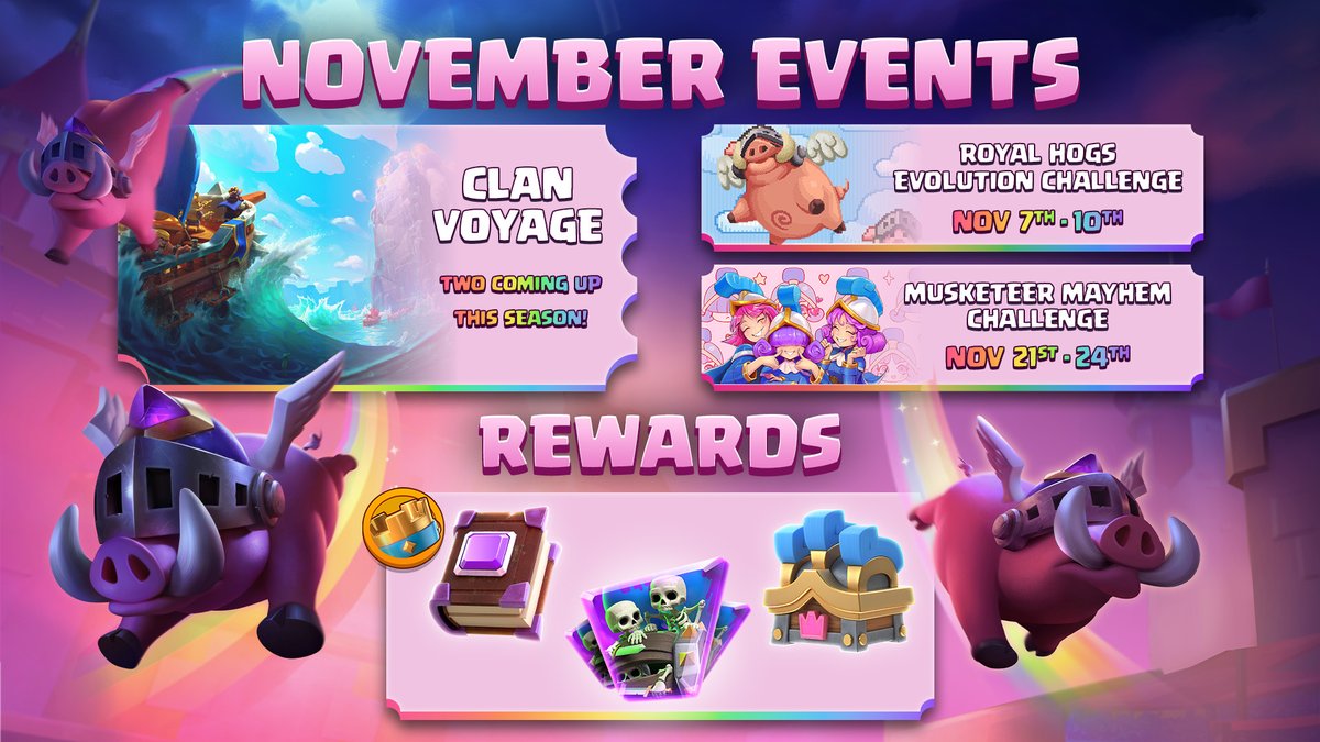 It’s Elixir Galore  👀
Three Musketeers are bringing Mayhem to the Arena with a x7 Elixir Challenge!