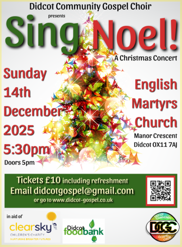We were thrilled to hear that our lovely friends <a href="/didcotgospel/">Didcot Gospel Choir</a> are dedicating proceeds from their Christmas concert to Clear Sky and Didcot Foodbank this year. Please come along and support this wonderful event!  🎄🎅
Tickets available from: didcotgospel@gmail.com
#christmas