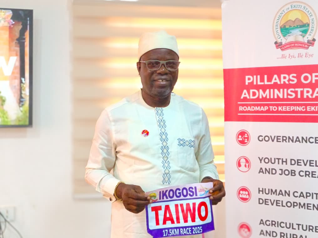 Rt. Hon. Taiwo Olatunbosun ( <a href="/tfolatunbosun/">Rt. Hon Taiwo Olatunbosun</a> ), Commissioner for Information, Ekiti State, will be participating in the Ikogosi 17.5KM Race, an initiative promoting fitness, tourism, and community spirit in Ekiti State.

Be part of the experience!
Register now at