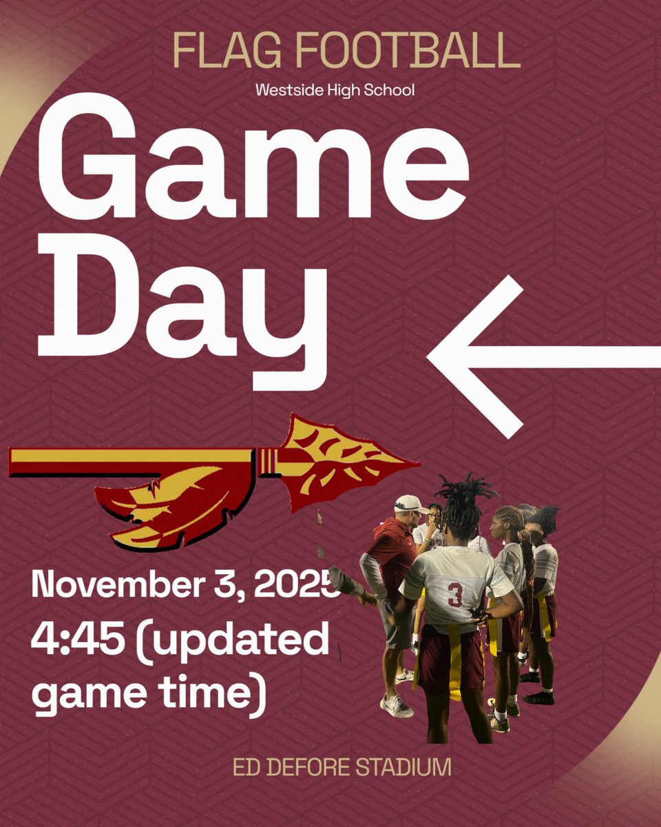 UPDATE &gt;&gt; FLAG FOOTBALL GAME DAY IS MONDAY NOV 3rd at 4:45 – Ed Defore Stadium.
#Built4Bibb #BibbAthletics #WestsideWinsEveryDay