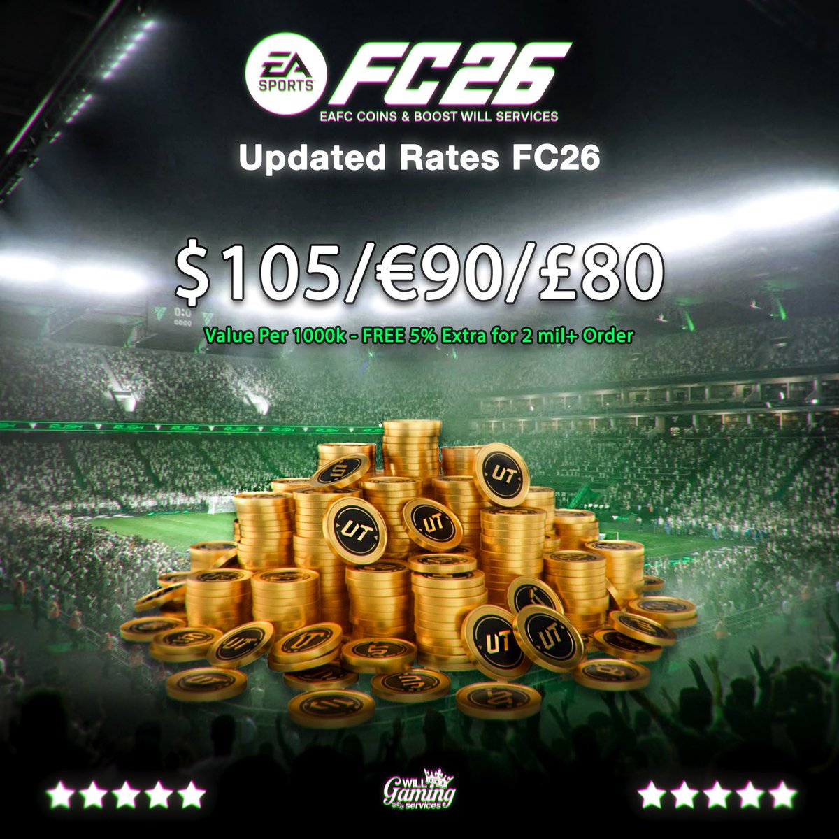 🚨We are now open selling coins for FC26 ✅

Bulk discounts Available 

Send us a DM to place an order 📩
#EAFC26