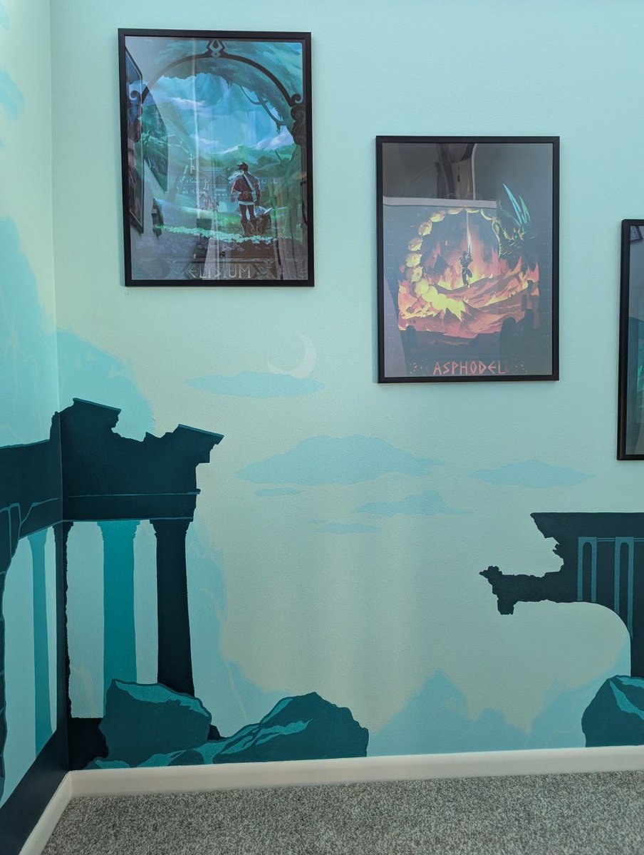 _shays_lounge_'s tweet image. Hey @SupergiantGames and @0jenzee0 I finally finished my SGG mural! Thank you for making such beautiful games/art- we took direct inspiration from each game to incorporate into each wall. A huge labor of love, but I&apos;m so happy with how it turned out. #HADES #Bastion #transistor