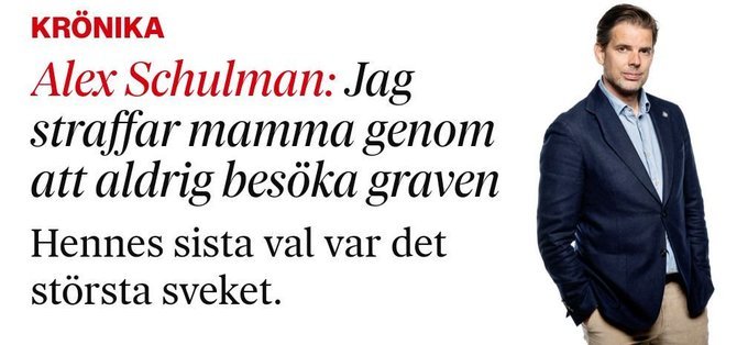 Den goda, toleranta och förlåtande vänstern.

Mördare, våldtäktsmän, förnedringsrånare och bedrägliga utlänningar ska få stanna i Sverige och få en ny chans.

Mamma däremot ska straffas och användas som slagträ för Alex egna vinning.

"allas lika värde"?