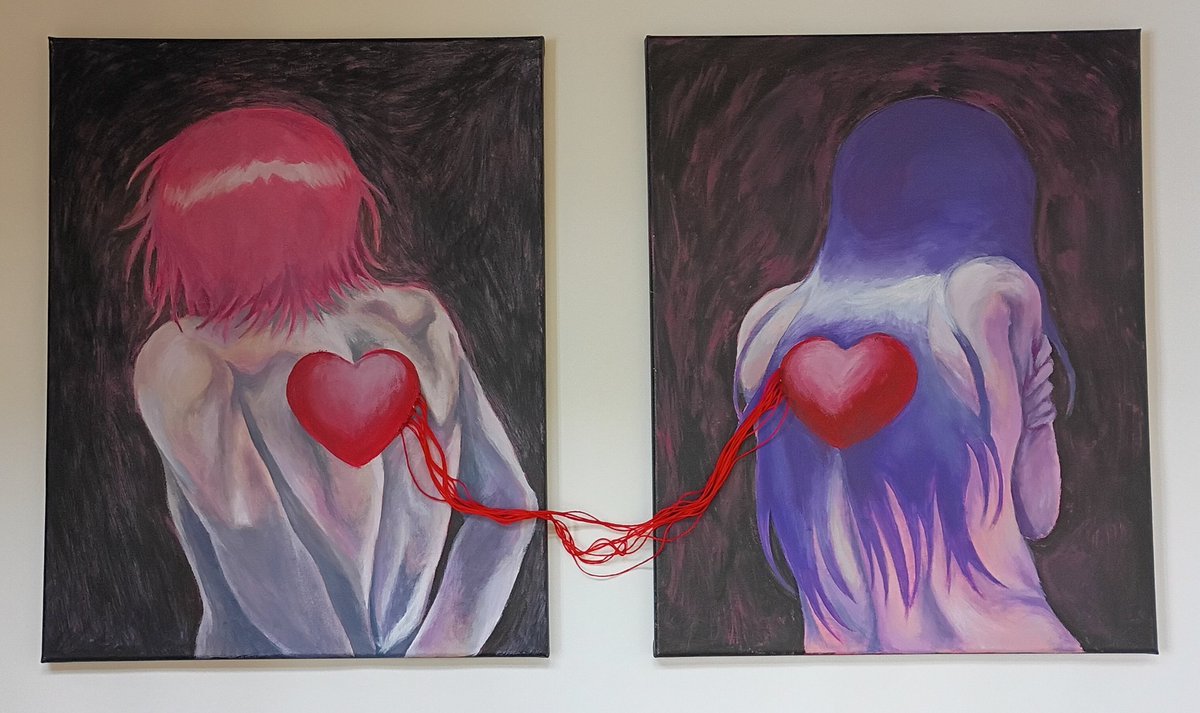 rubyisfeesh's tweet image. Soulmates❤️🪡

#madohomu 16x20" (x2) acrylic on canvas !!