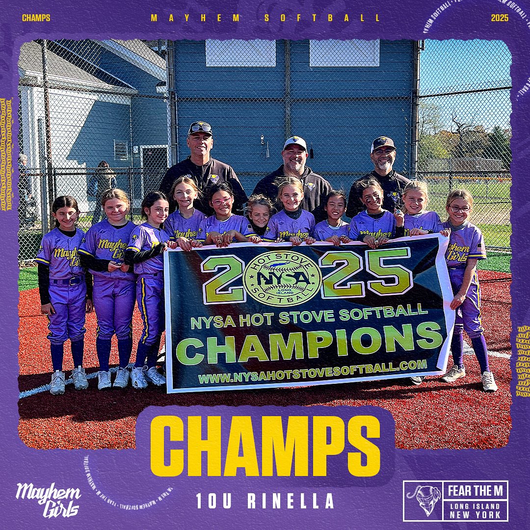 👑 Congratulations to our 10u Rinella MayhemGirls <a href="/mayhemboys/">Mayhem Baseball</a> on going undefeated and capturing the 10u NYSA Hot Stove Fall League Championship 🏆 <a href="/lihotstovebb/">lihotstovebb</a> 

Way to go Mayhem!
_
Fear the M