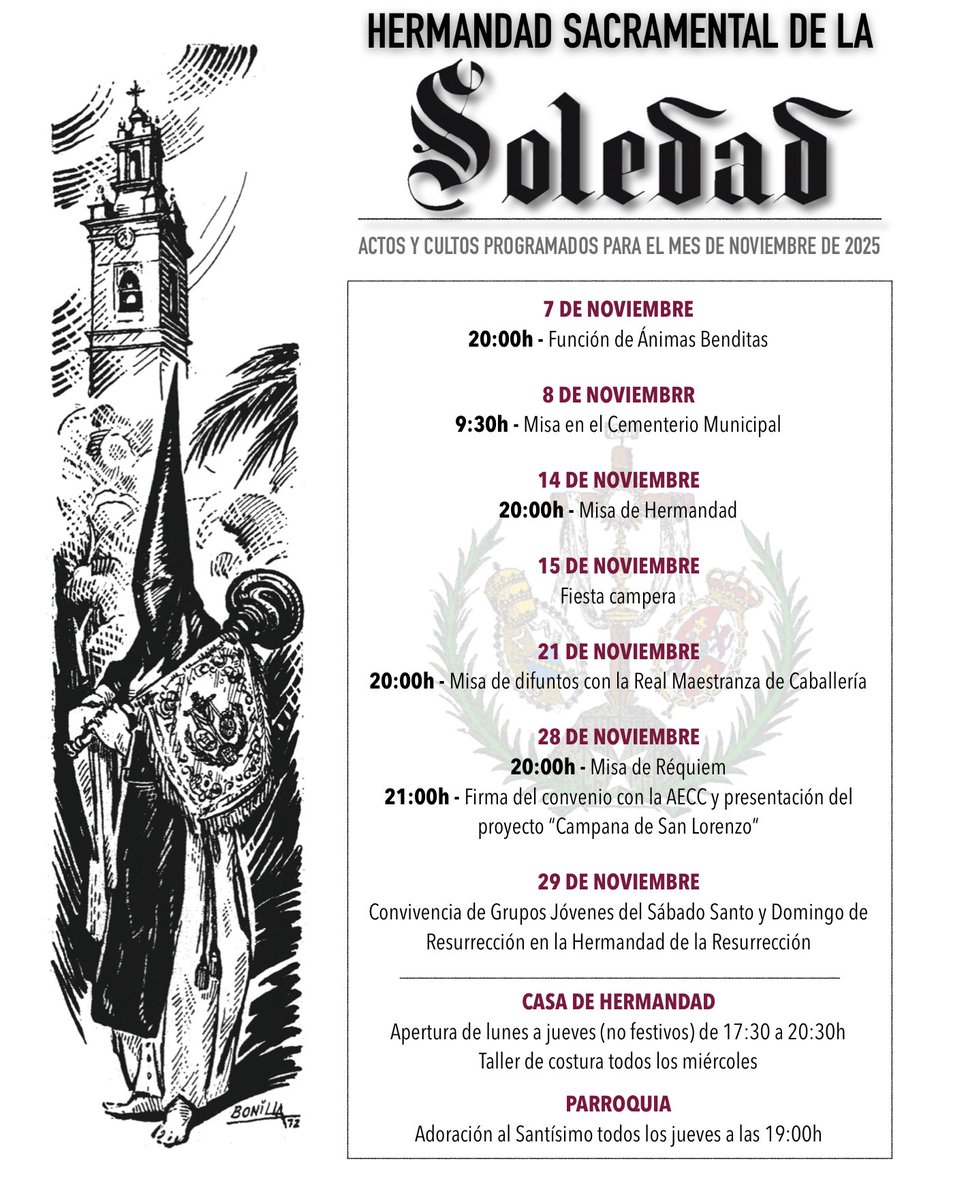 AGENDA | Actos y cultos programados para el mes de noviembre de 2025.