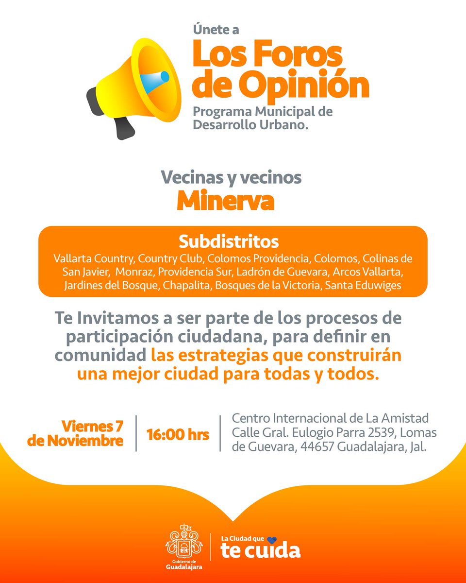 AsocProvSur's tweet image. Invitación general, para quienes gusten formar parte de los #foros de opinión. 👇🏽
Detalles y más información al respecto en la imagen. 
@GuadalajaraGob