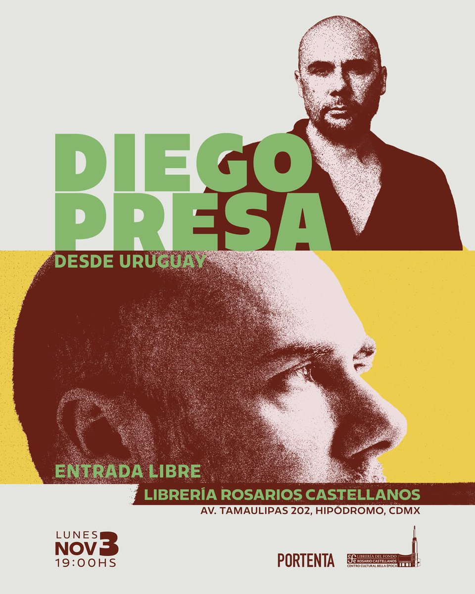 🎶 Desde Uruguay llega <a href="/diegopresabuceo/">Diego Presa</a> a la #LibreríaRosarioCastellanos.
Una noche para disfrutar de su música.
¡Te esperamos! 
📅 Lunes 3 de noviembre a las 19:00h