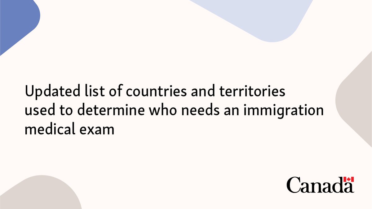 We’ve updated the list of countries and territories for which Canada requires temporary resident applicants to undergo an immigration medical examination. Learn more about who needs a medical exam when applying to become a temporary resident of Canada: bit.ly/4nDPDzP