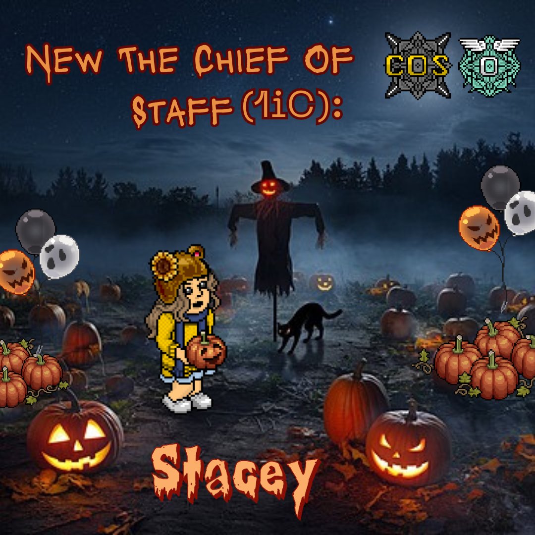 Beware the whispers in the pumpkin patch… 🎃 A new Chief of Staff has emerged! 👑 A huge congratulations to Stacey! aAnda Happy Halloween💀 | created by darcy543 #Habbo #HIA #HIACOS