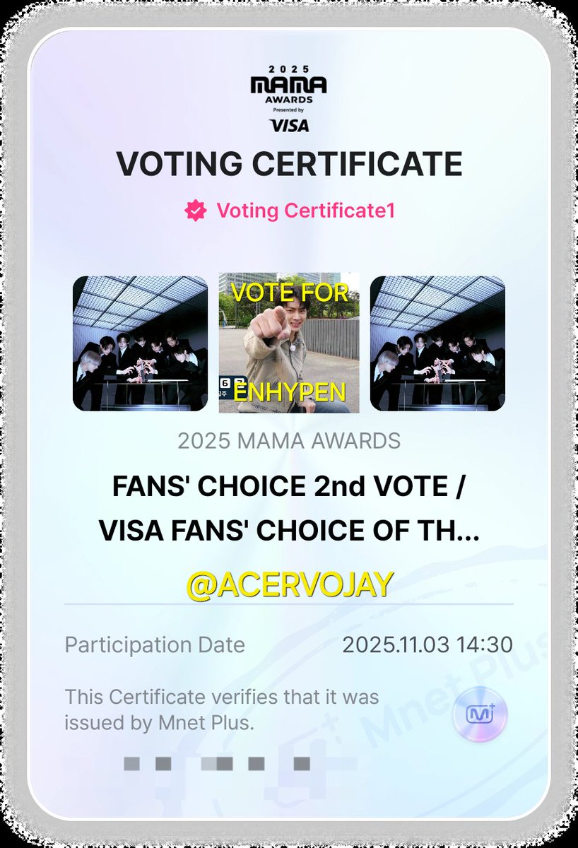 ACERVOJAY's tweet photo. ENGENE VOTE FOR ENHYPEN ON MAMA‼️
i vote for #enhypen on #2025MAMAVOTE https://t.co/7oL1i6xWSY
