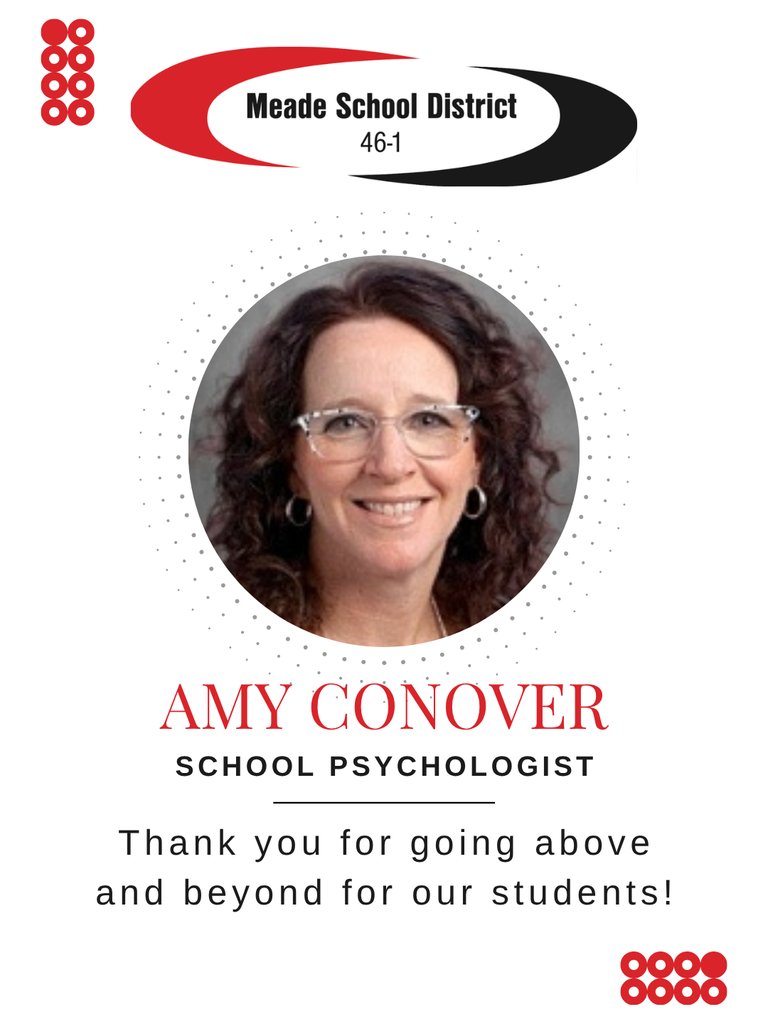 Happy National School Psychology Week! 🎉 We’re celebrating Amy Conover, whose dedication and compassion make a lasting impact on students. Since 2024, she’s taken on two roles and continues to shine as the heart of our Special Services Department! 💙 #NSPW2025 #WeAreMeade461