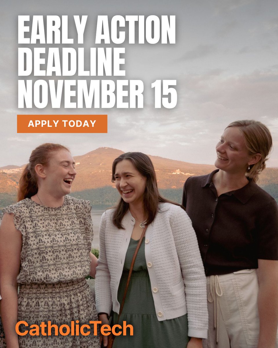 There are less than two weeks left to finish your application in time for the Early Action deadline! Complete your application by November 15th to receive your admissions decision on December 8th.

Reach out to admissions@catholic.tech with any questions or to schedule a virtual