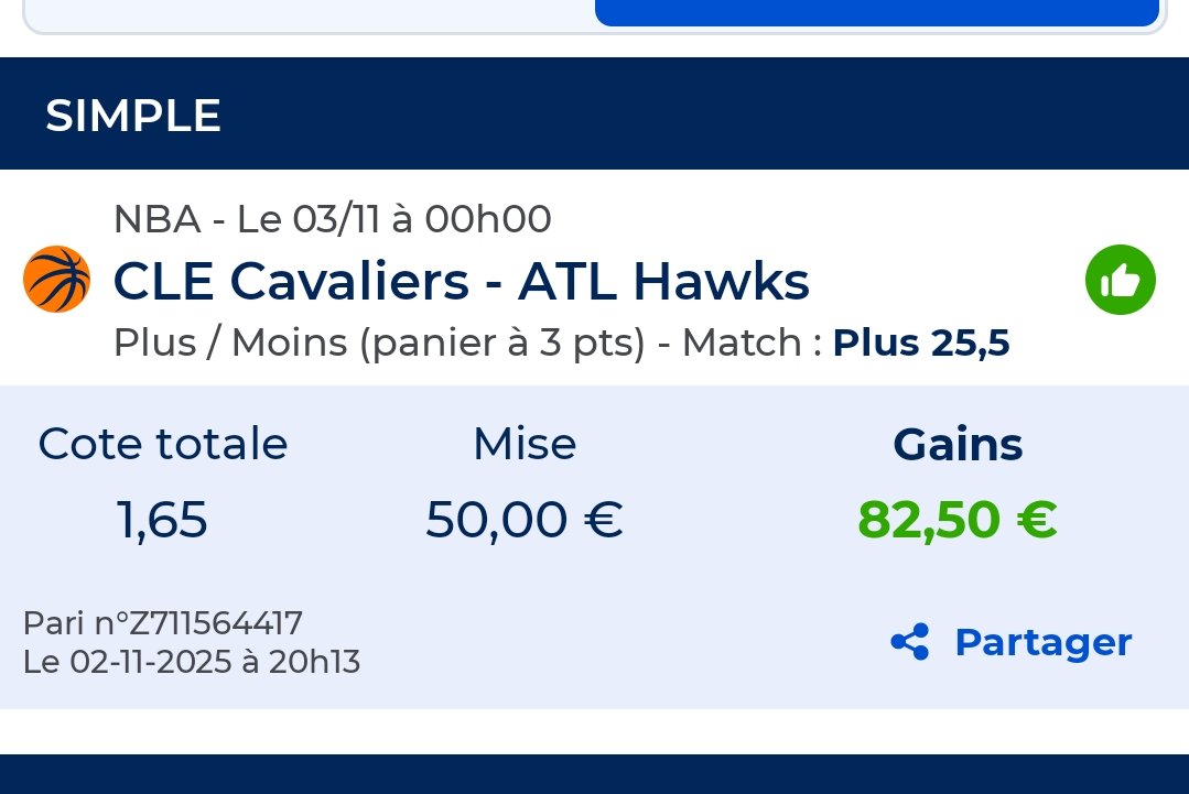 <a href="/BDPetrelli/">EVNPOEL</a> 
On commence doucement la saison NBA mais ça prend forme gentiment avec le VIP. Go continuer a enchaîner