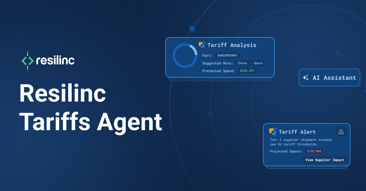 Resilinc’s Tariffs Agent uses AI to monitor regulatory changes, quantify financial impact, and guide mitigation—helping organizations stay proactive against risk.

Stay ahead of disruption with end-to-end visibility across your supply chain.

Learn more: okt.to/vBrhan