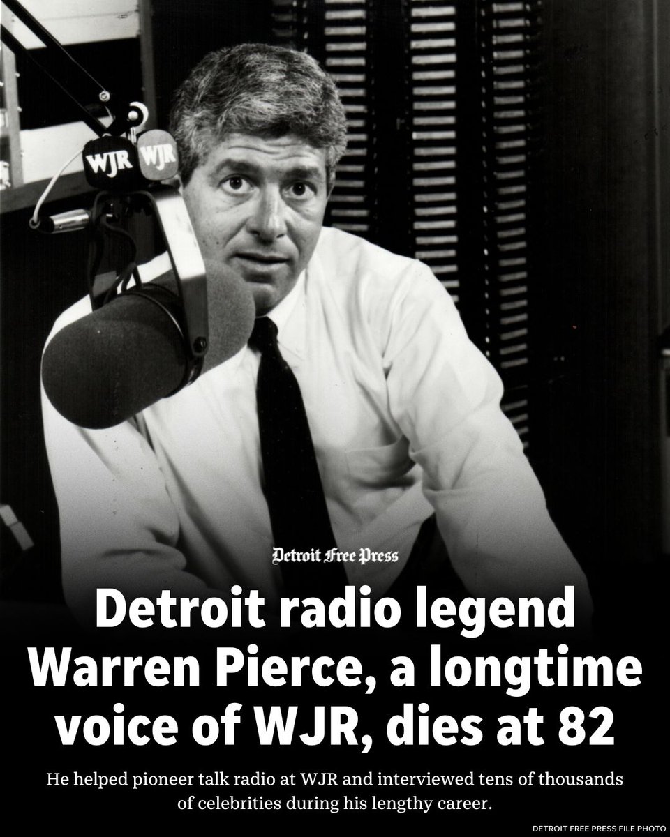 Detroit radio legend Warren Pierce, a longtime voice of <a href="/wjrradio/">WJR 760am</a>, dies at 82 bit.ly/47LtrOq