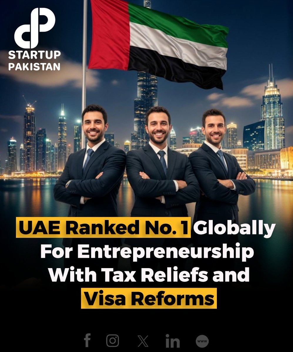 PakStartup's tweet image. The UAE has been ranked the world’s most attractive destination for entrepreneurs, scoring 930 out of 1,000 in a TASC Corporate Services analysis.

#UAEEntrepreneurship #GlobalBusinessHub #StartupEcosystem
