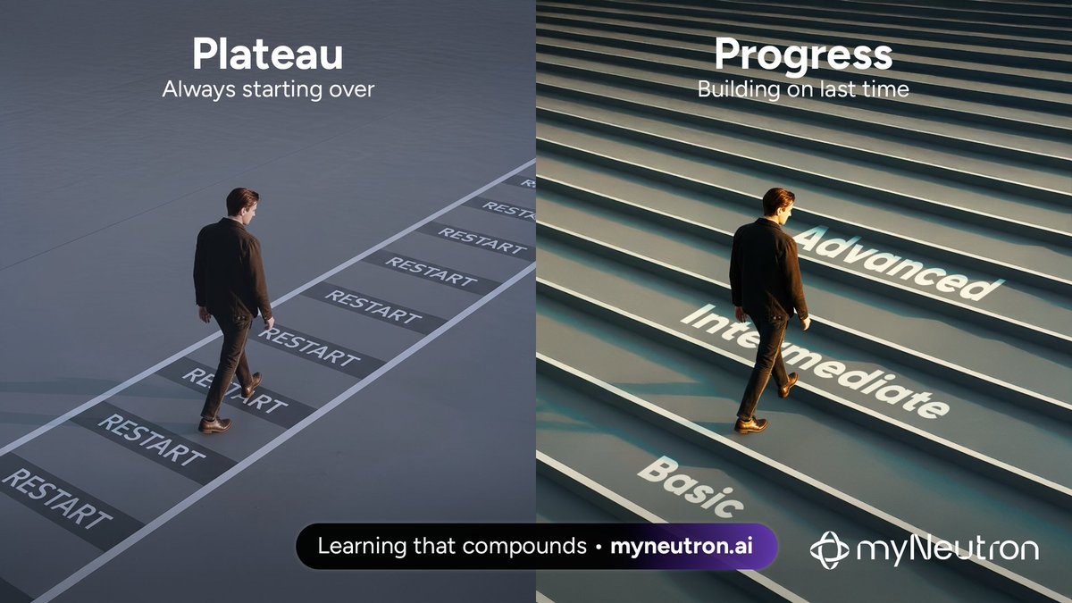 myNeutron_ai's tweet image. You&apos;re learning from AI every day. But retaining nothing.

Last month:
Asked ChatGPT how to learn Python. Got roadmap. Felt motivated. Closed tab.
Week later: Asked Claude about Python basics. Explained variables. Made sense. Closed tab.
Another week: Asked Gemini for practice…