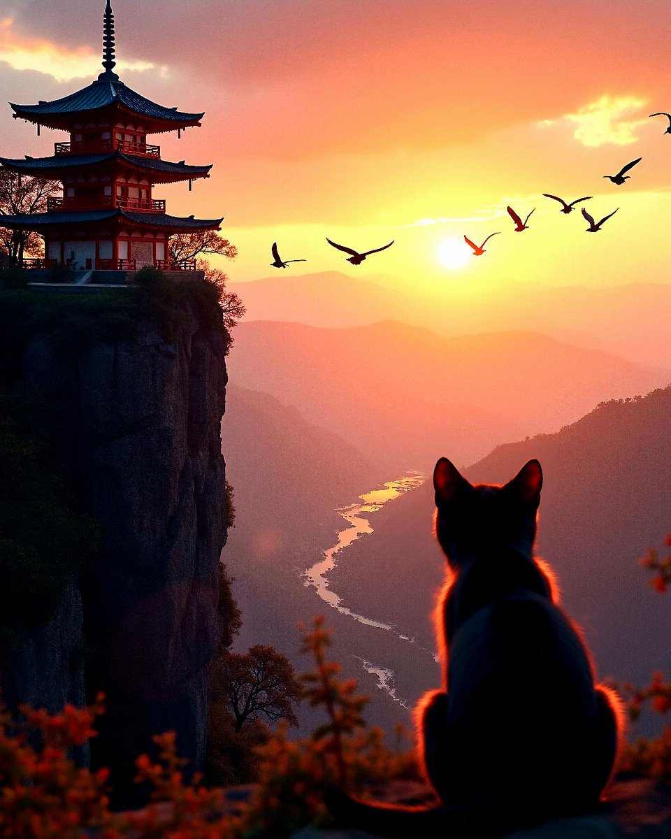 FeliniRocks's tweet image. Zen mode: activated. Inner peace: pending tuna. 🌅🐟 #CatTravel #ChinesePagoda #SunsetVibes