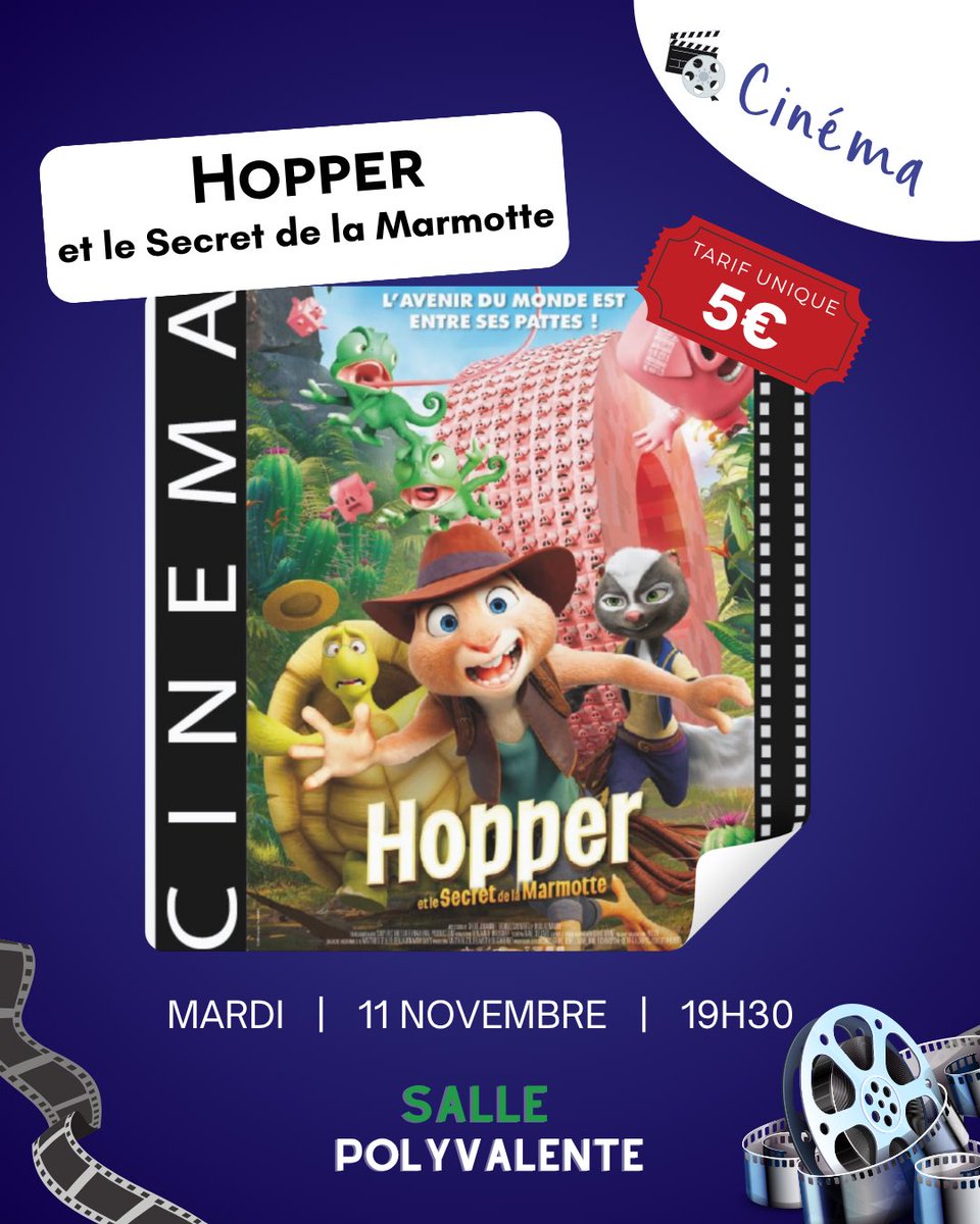 🎬 Cinéma à Saint-Aunès !
📽 Hopper et le Secret de la Marmotte, une aventure drôle et tendre à vivre en famille 🤍
🗓 Mardi 11 nov · 19h30
📍 Salle Polyvalente
💰 5 € · 🍿 Ambiance conviviale garantie !