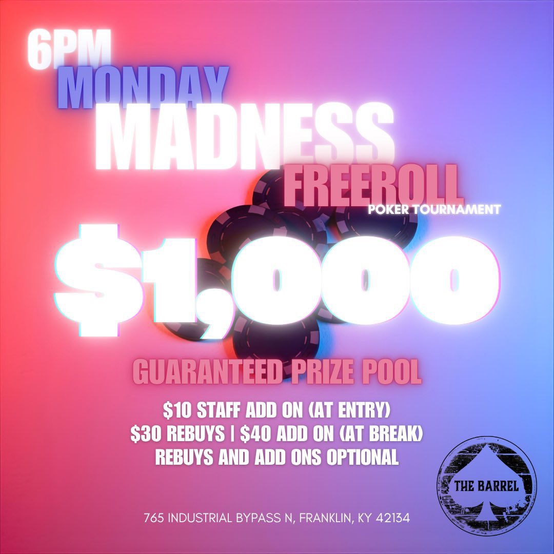 The schedule for Monday, November 3.

<a href="/TheBradOwen/">Brad Owen</a> is here!

1pm Doors open for cash games. Early bird promotion begins for promo eligible games.  Pocket Pair of the Month (J-J) is live. 

2pm Early bird is cutoff. Pocket Pair of the Month continues all night.

2pm Cards in the