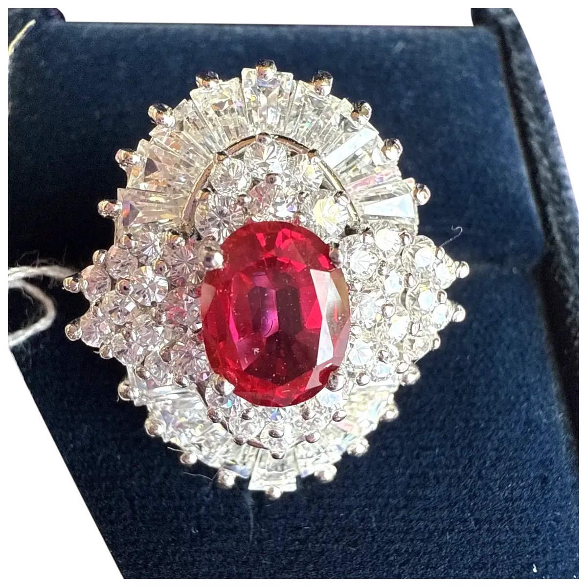 Countess Madeleine Dimensional Large Fancy Sterling Silver Ruby Red Cubic Zirconia Cocktail Ring MIB Size 8.5
#rubylane #vintage #retro #ring #SterlingSilver #designer #hautecouture #Christmas2025 #vintagejewelry #giftideas #jewelryaddict  
#vintagebeginshere #giftideas