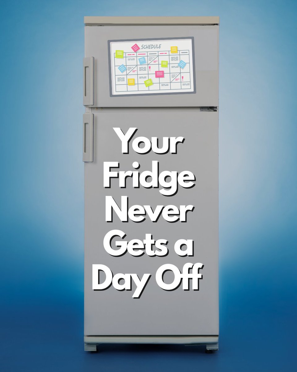 Ablecooling's tweet photo. Fridge running 24/7 means it needs TLC. Test door seals with a dollar bill - if it slides out easily, you're wasting energy and money.

#RefrigeratorTips #EnergyEfficiency #KansasCity https://t.co/yu8GpKcdgv
