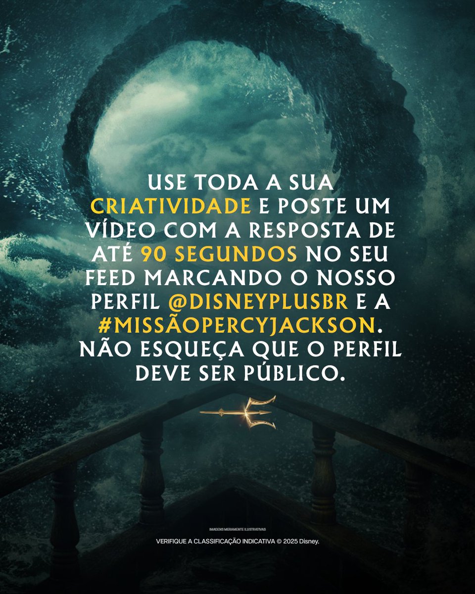Percystentes, esta promoção é para vocês! 🌊 Poste no feed um vídeo contando qual poder você gostaria de ter como um semideus e concorra a uma experiência inesquecível 👀, lugar garantido na pré-estreia da segunda temporada de #PercyJackson e Olimpianos, viagem com tudo pago para