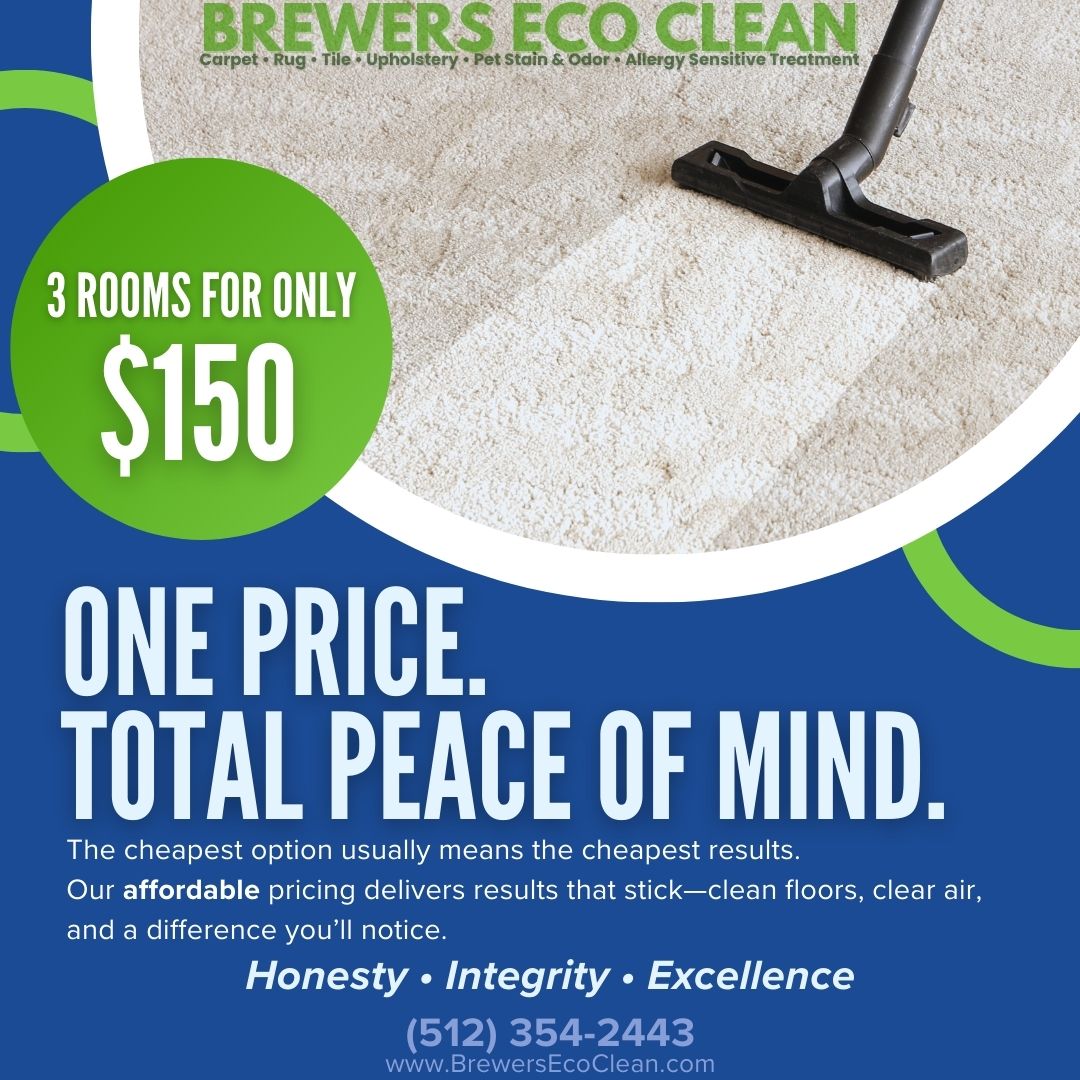 BrewersEcoClean's tweet image. 🙌 Keep it simple: 3 rooms, $150, zero surprises. Floors you’ll love at a price that makes sense. Call today!
#SmartClean #AffordableExcellence #FreshAndClean

📲 Call now: (512) 354-2443 or visit BrewersEcoClean.com for more info.