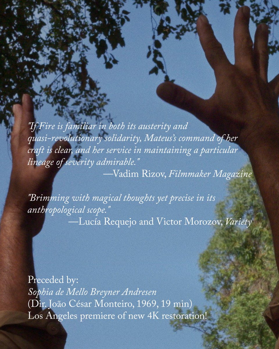 Join us one week from today, Nov 10 @2220arts as we welcome director Marta Mateus for a special screening of her Pedro Costa-produced first feature FIRE OF WIND, preceded by a newly restored short by Portuguese master João César Monteiro.

🎟️: dice.fm/event/q28b7o-a…