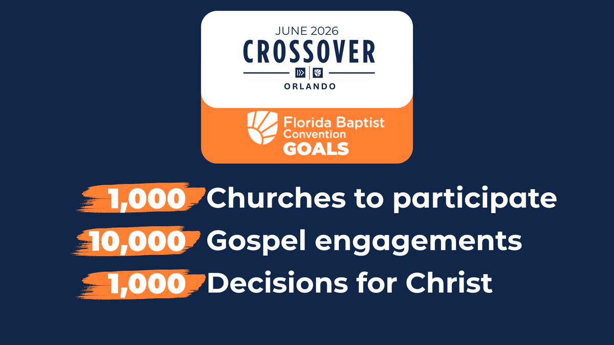 As we partner with NAMB for Crossover Orlando, I want to challenge Florida Baptists and Southern Baptists everywhere:

Pray. Prepare. Participate.

Let’s trust God for 1,000 churches, 10,000 Gospel conversations, and 1,000 people saved for His glory.