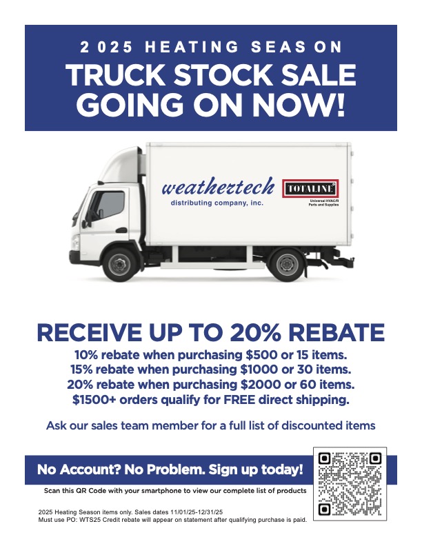 WeathertechDist's tweet image. 🚨Red Alert!🚨
The 2025 Heating Season Truck Stock Sale is ON! Now through December 31, stock up and save big with up to 20% in rebates, plus free direct shipping on qualifying orders. Contact your local Weathertech TM for the details.