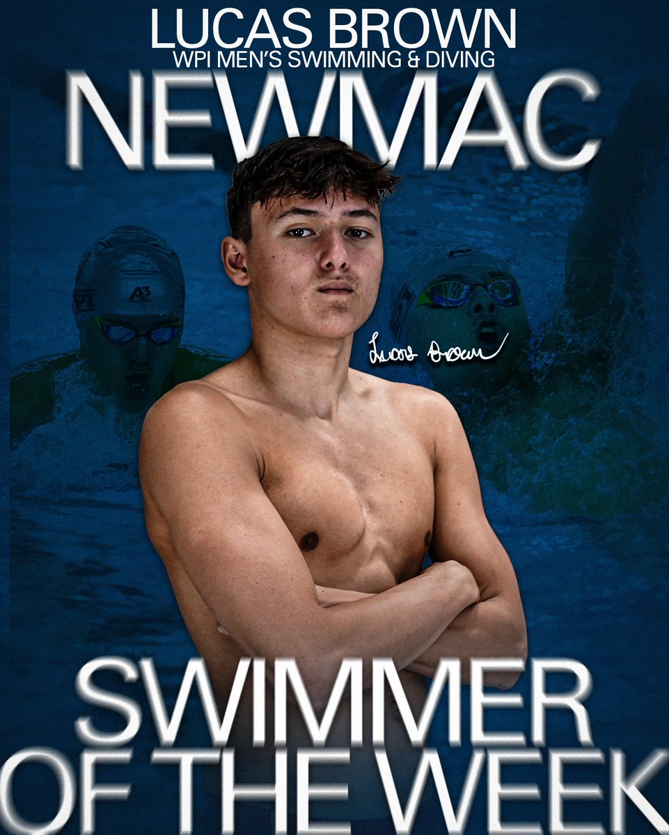 #GoatNation🗣️

<a href="/WPISwimDive/">WPI Swim Dive</a>'s Lucas Brown is your <a href="/NEWMACsports/">NEWMAC</a> Men's Swimmer of the Week 😤

Six wins and a runner-up finish to start the rookie campaign 😏

Read for more ⬇️
📰-tinyurl.com/3s83mvc8

🏊‍♂️
#GoatNation #d3sd #GoNEWMAC