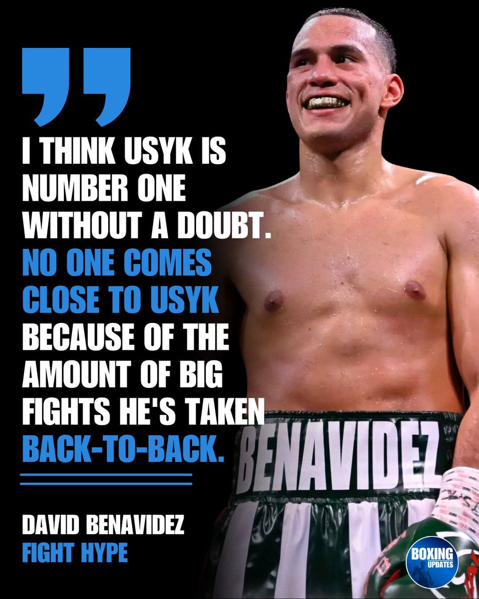 Boxing_Updates1's tweet image. Benavidez has Usyk way ahead in the P4P rankings... no one comes close 🥊

He&apos;s No1 without a doubt 🔥

#Boxingupdates #Boxing #boxingnews #boxinglife #Davidbenavidez #Boxingp4p #P4prankings
