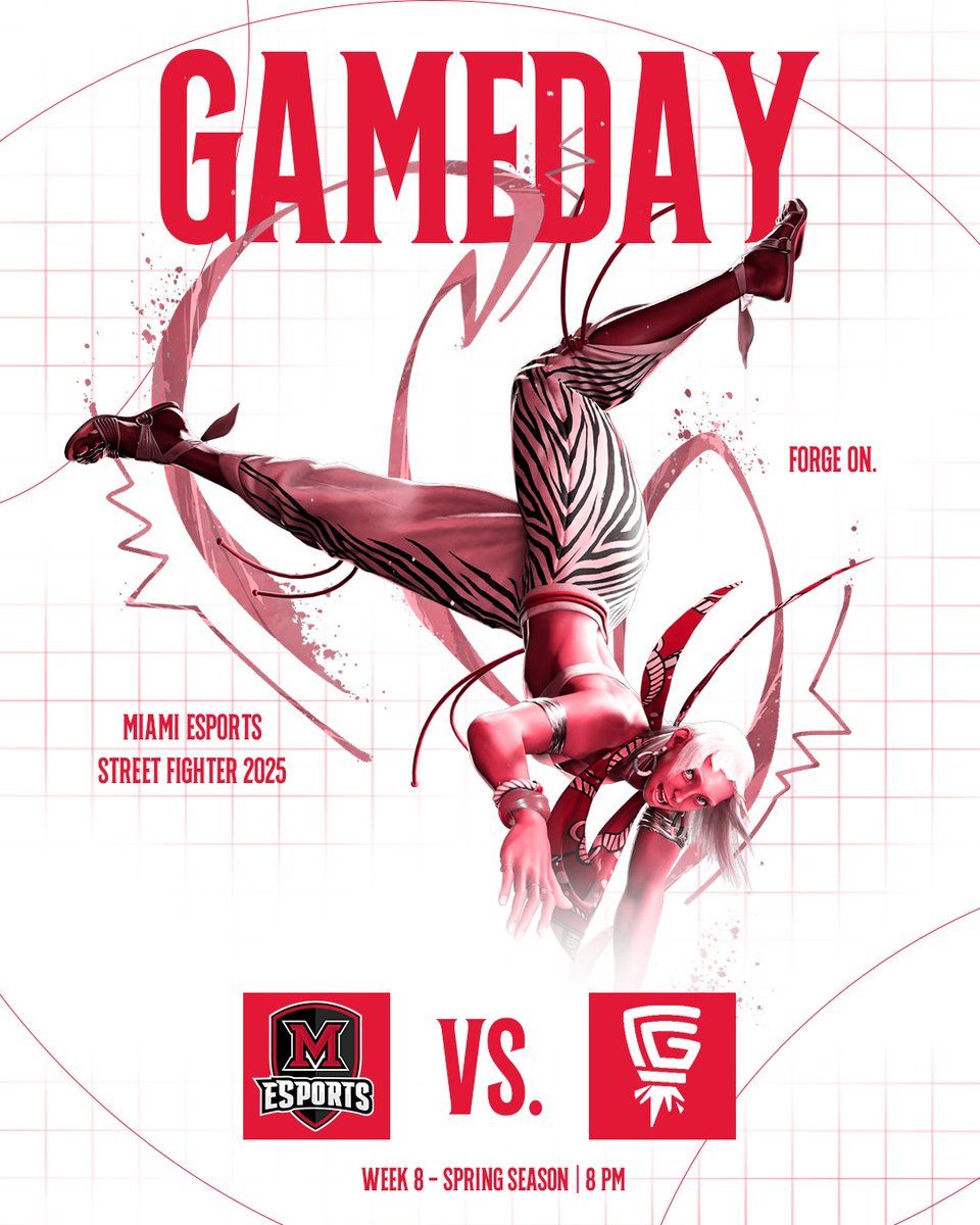 We're back with Street Fighter 6 this week! Miami will take on various players in the <a href="/CFGC_gg/">CollegiateFGC</a> again, all on our stream. Don't miss it!

twitch.tv/miamiuniversity

#ForgeOn // SF6
