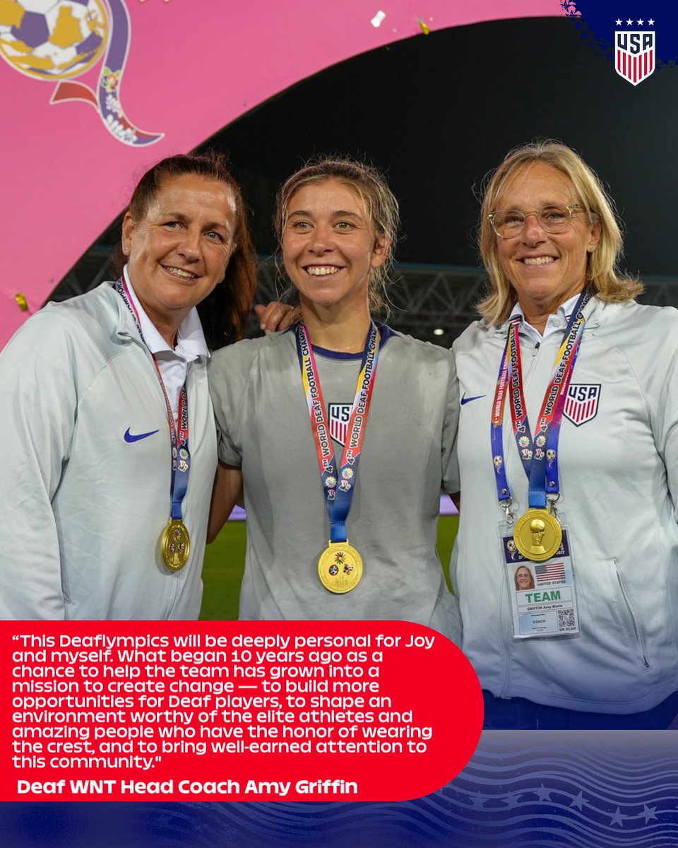 ussoccer_ENT's tweet image. The upcoming Deaflympics will be the final tournament for head coach Amy Griffin and assistant coach Joy Fawcett. #USdeafWNT