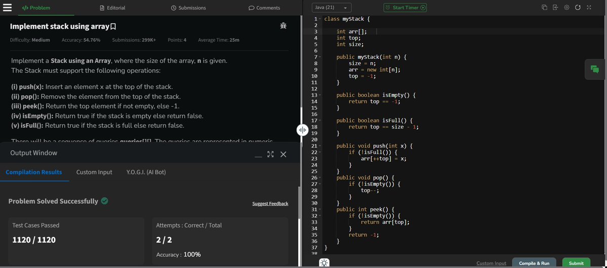 rituu_09's tweet image. Day 307 of 2025:                            
👩‍💻 Code to Crack Companies!       
🧩 Q13: Reverse Words in a String
🧩 Q14: Implement Stack using Arrays
#CodingJourney #PlacementPrep #2025Goals #leetcode #letsconnect