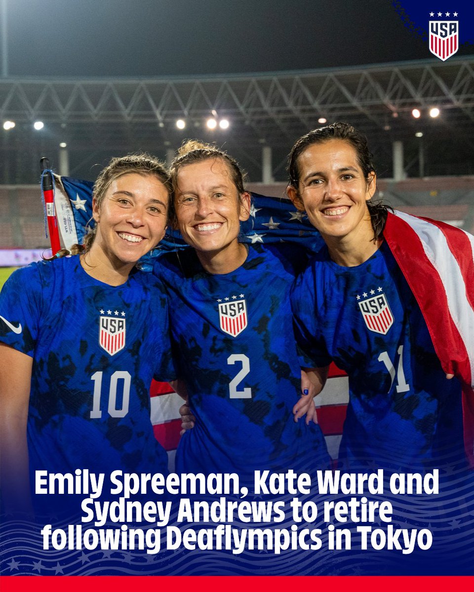 ussoccer_ENT's tweet image. The #USdeafWNT's longest-tenured players, and most decorated players in team history have made their mark on this squad.

Sydney Andrews - 30 caps, 7 World Championship rosters
Emily Spreeman - 26 caps, 5 World Championship Rosters
Kate Ward - 31 caps, 7 World Championship…
