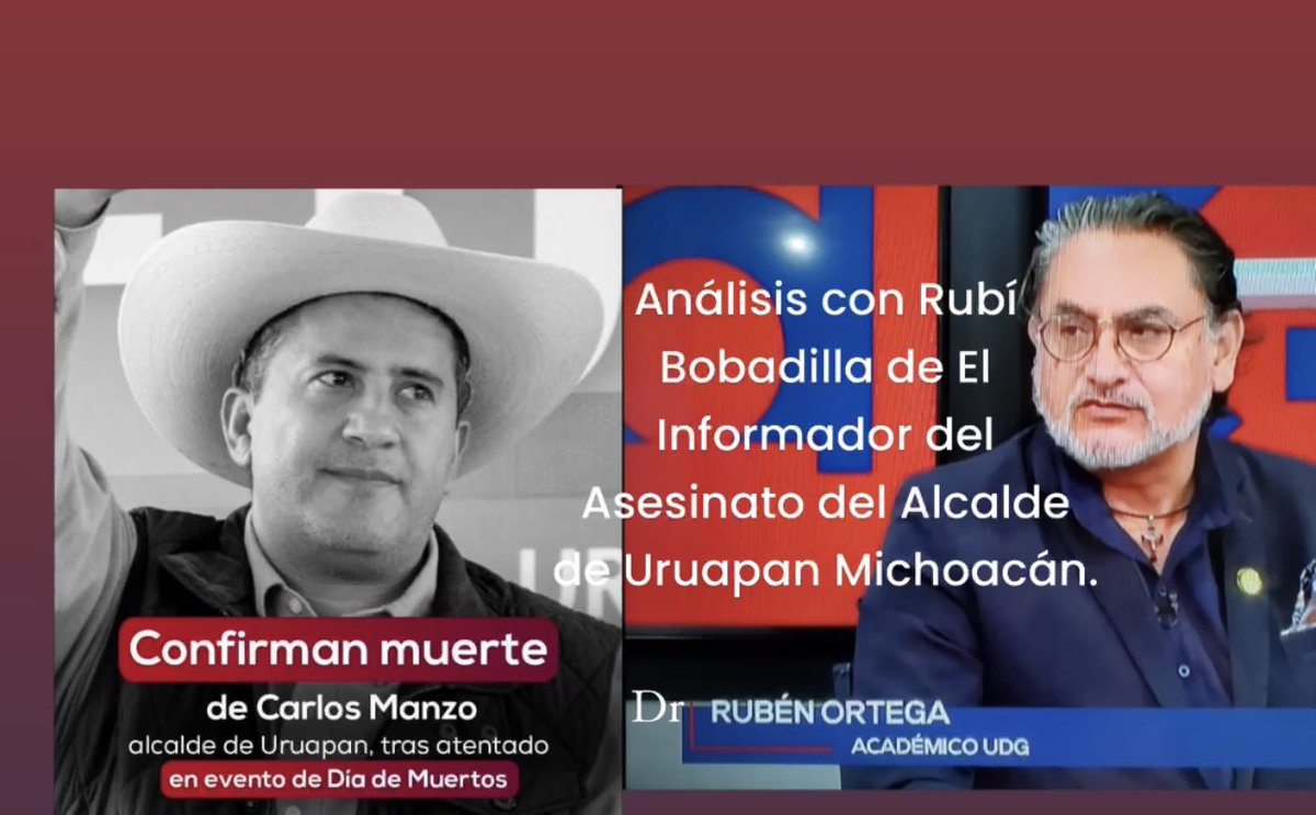 informador.mx/mexico/han-ase…

Entrevista en el <a href="/informador/">𝐄𝐋 𝐈𝐍𝐅𝐎𝐑𝐌𝐀𝐃𝐎𝐑</a>  con <a href="/RubiBobadilla/">Rubi Bobadilla</a> sobre el Asesinato del Alcalde Carlos Manzo + de Uruapan, Michoacán. 

vuelve a colocar en el centro del debate la vulnerabilidad con la que los gobiernos locales enfrentan al CO.