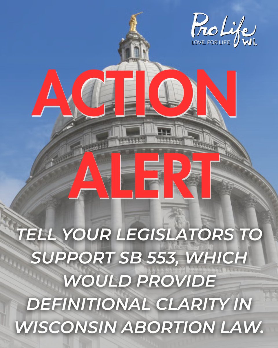 The Senate Committee on Licensing, Regulatory Reform, State and Federal Affairs has scheduled a public hearing on Senate Bill (SB) 553 for this Wednesday.  SB 553 provides definitional clarity in Wisconsin abortion law.

Come out to Madison for the public hearing or CALL or EMAIL