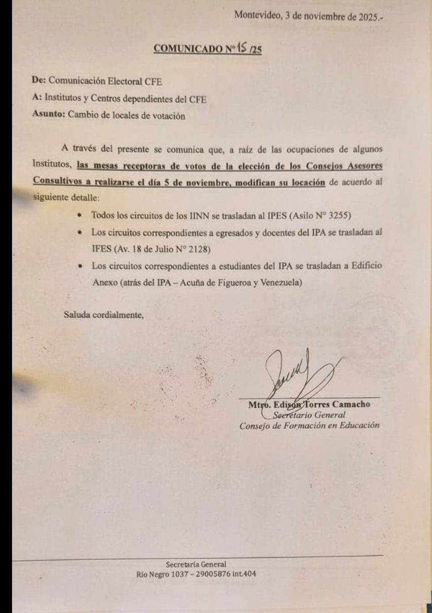 Institutos ocupados.
LUC vigente.
En lugar de desocupar, se cambian los lugares de votación...
¿Que te parece?
