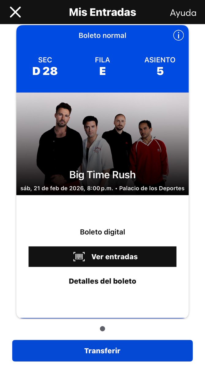 wtrend_'s tweet image. Hello estoy vendiendo mi boleto para Big Time Rush el 21 de feb 2026!! Por si a alguien le interesa 

Razón: quiero ir a otro concierto jajs