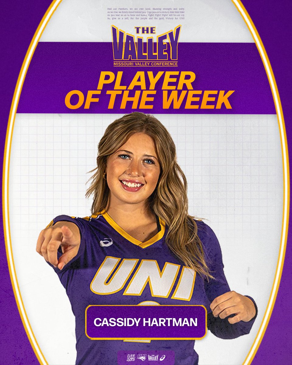 After another career weekend, Cassidy Hartman is your MVC PLAYER OF THE WEEK‼️ 

📰 bit.ly/3WCduEY

#EverLoyal | #1UNI