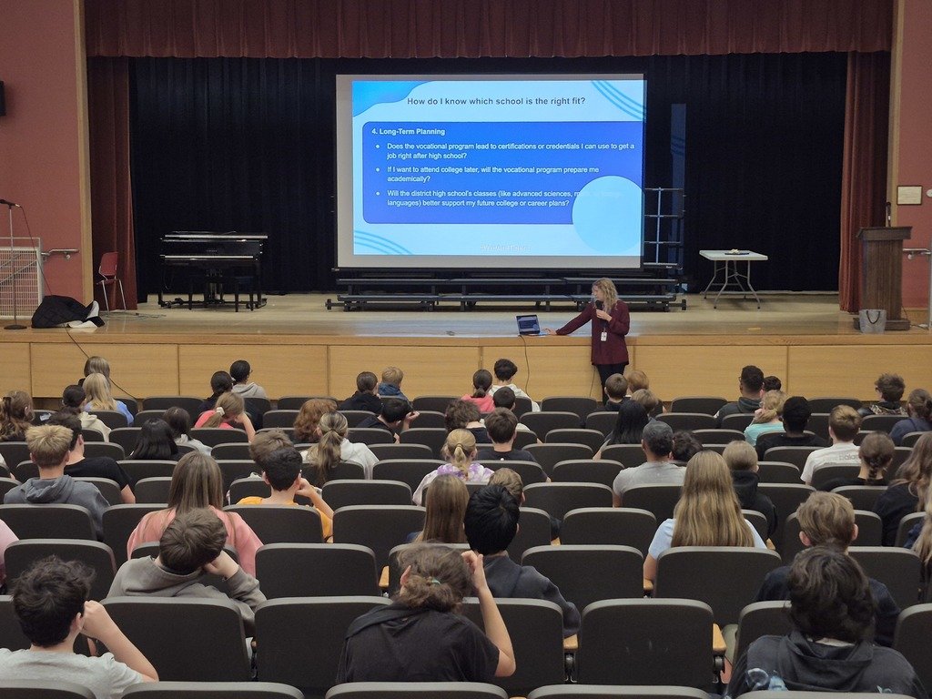 Thank you the Douglas Middle School's Guidance Department on today's presentation to our 8th grade student on things to consider when looking at next year high school choices.