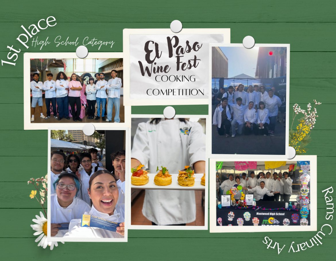 Congratulations to all the Rams Culinary Arts classes that prepared amazing food and the club members who executed during competition for winning 🥇 FIRST place on High Schools category at the 2025 El Paso Wine Fest!! #TeamSISD 
SO PROUD OF YOU 🥹🙌🏽