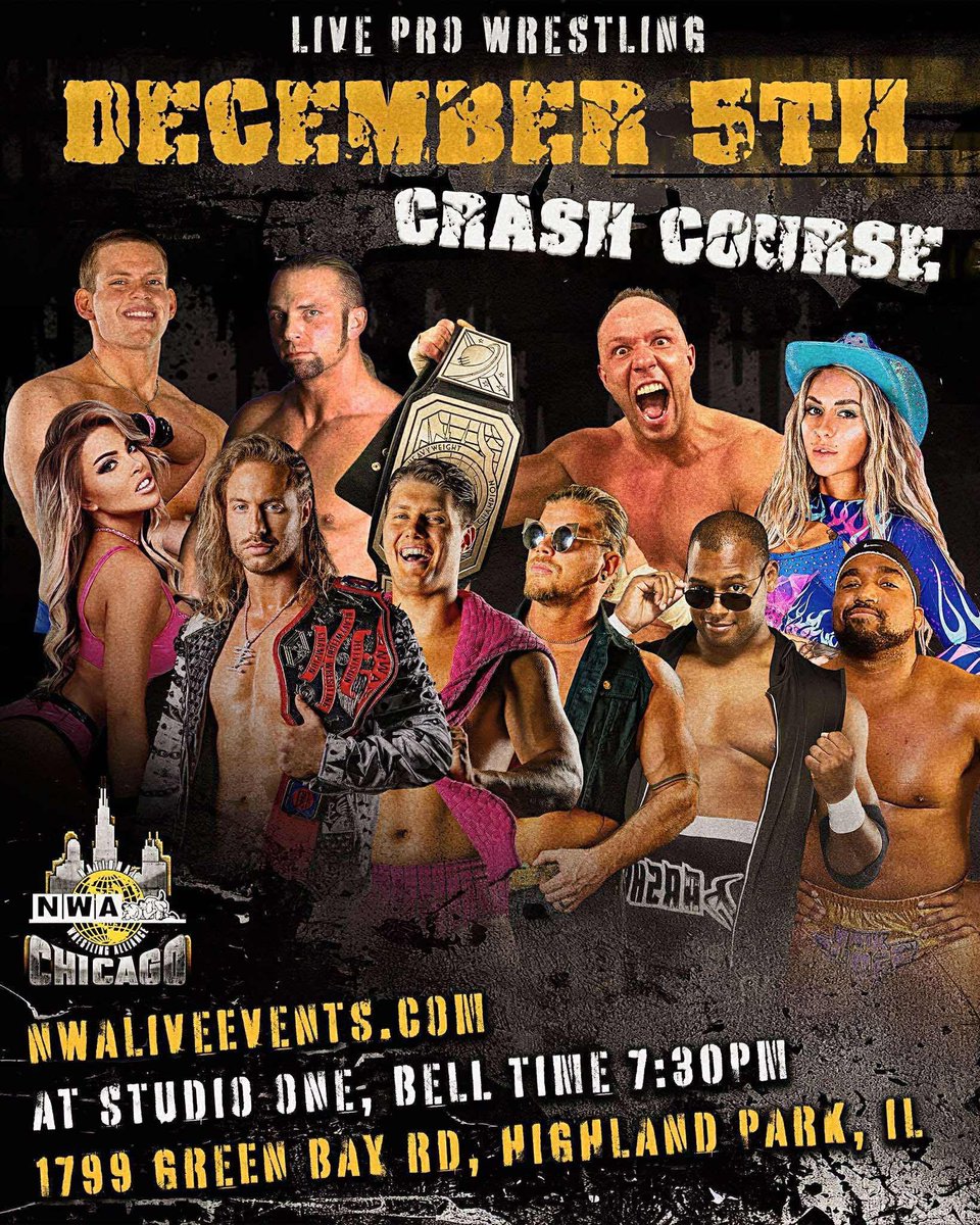 NWA Chicago hits up Studio ONE on Friday, December 5th! MAURICE will be in action! Get your tickets ASAP 

🎟️🎟️🎟️ Use Code NWA14 @ checkout for a discount:
eventbrite.com/e/nwa-chicago-…

Catch new episodes of NWA Powerrr every week on Roku! Tuesdays 8/7 PM Central!

#NWA #NWAchicago