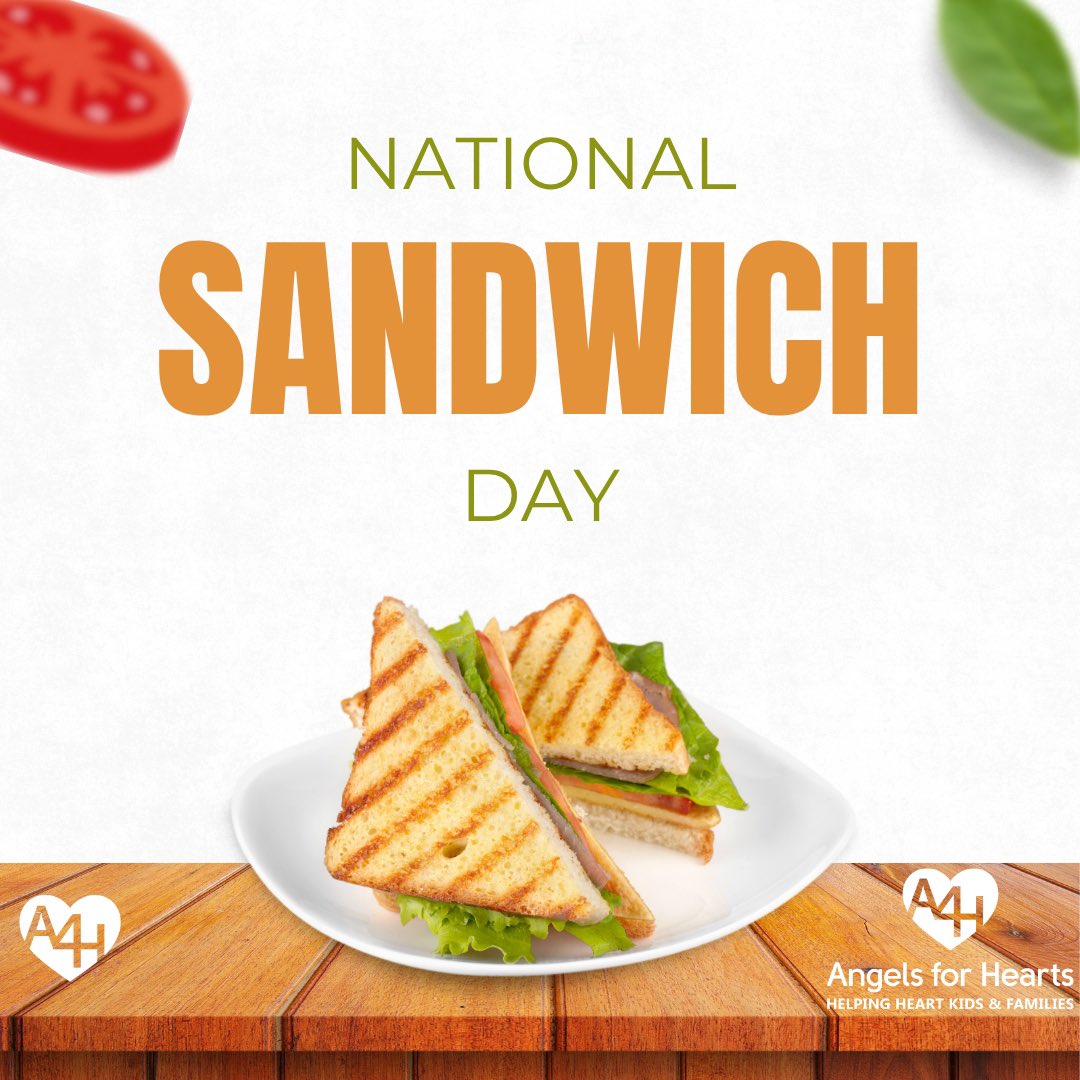 AngelsForHearts's tweet image. 🎉🥪 Happy National Sandwich Day! Let&apos;s celebrate the ultimate comfort food! Whether it&apos;s classic or gourmet, today&apos;s the perfect day to enjoy your favorite sandwich. Share your favorites in the comments! 🎉 #nationalsandwichday #sandwichlove #angelsforhearts