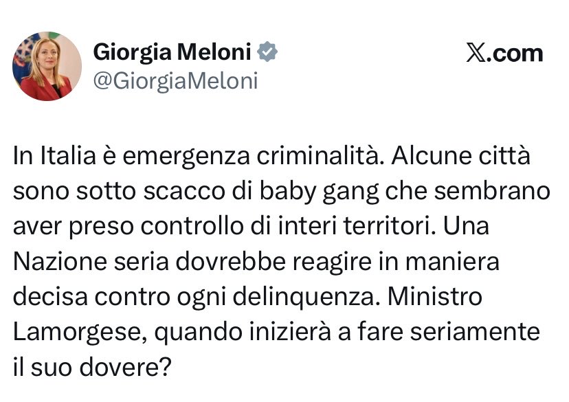 Meno male che adesso al governo c'è la destra e queste cose non succedono più